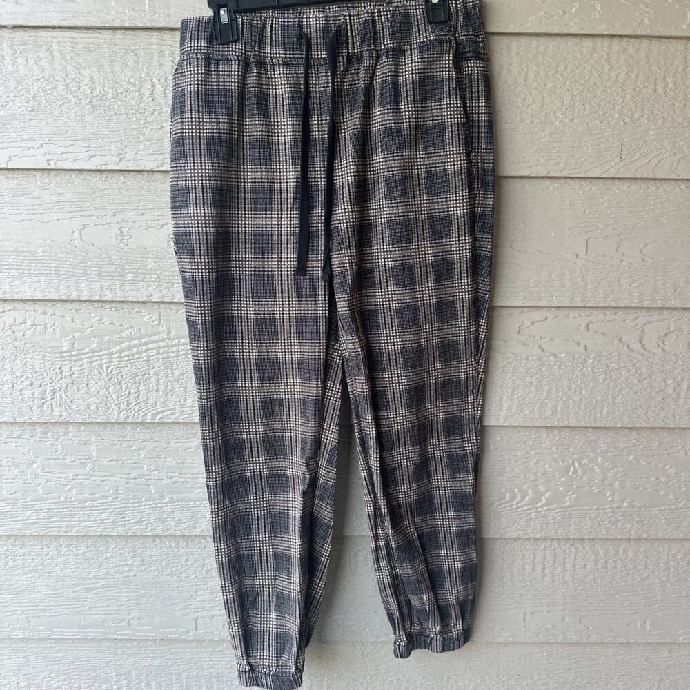 Tinseltown Brown Plaid Drawstring Trousers Women's Jogger Pants Dark Academia M